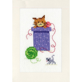 Vervaco Greeting card kit Playful cats set of 3