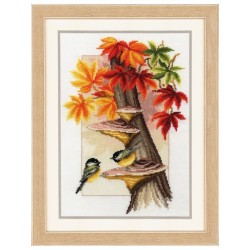 Panna embroidery kit Chickadees between leaves