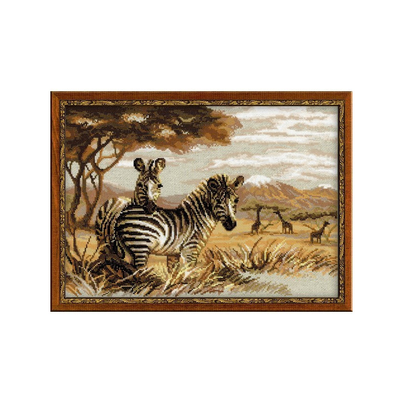 Borduurpakket Zebra's in de savanne Borduurpakket Zebra's in de savanne