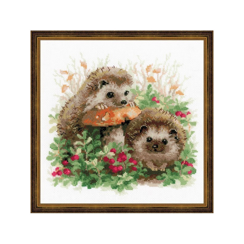 Embroidery kit Hedgehogs in Lingonberries Embroidery kit Hedgehogs in Lingonberries