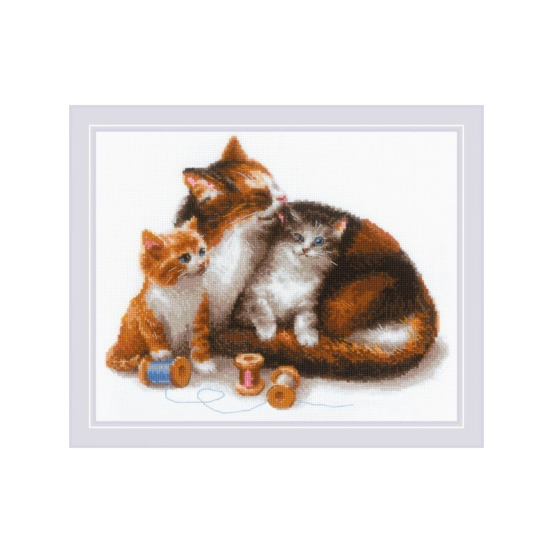 Kit de broderie Chat avec des chatons