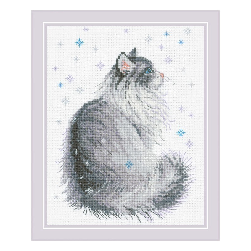 Embroidery kit Snowy Meow Embroidery kit Snowy Meow