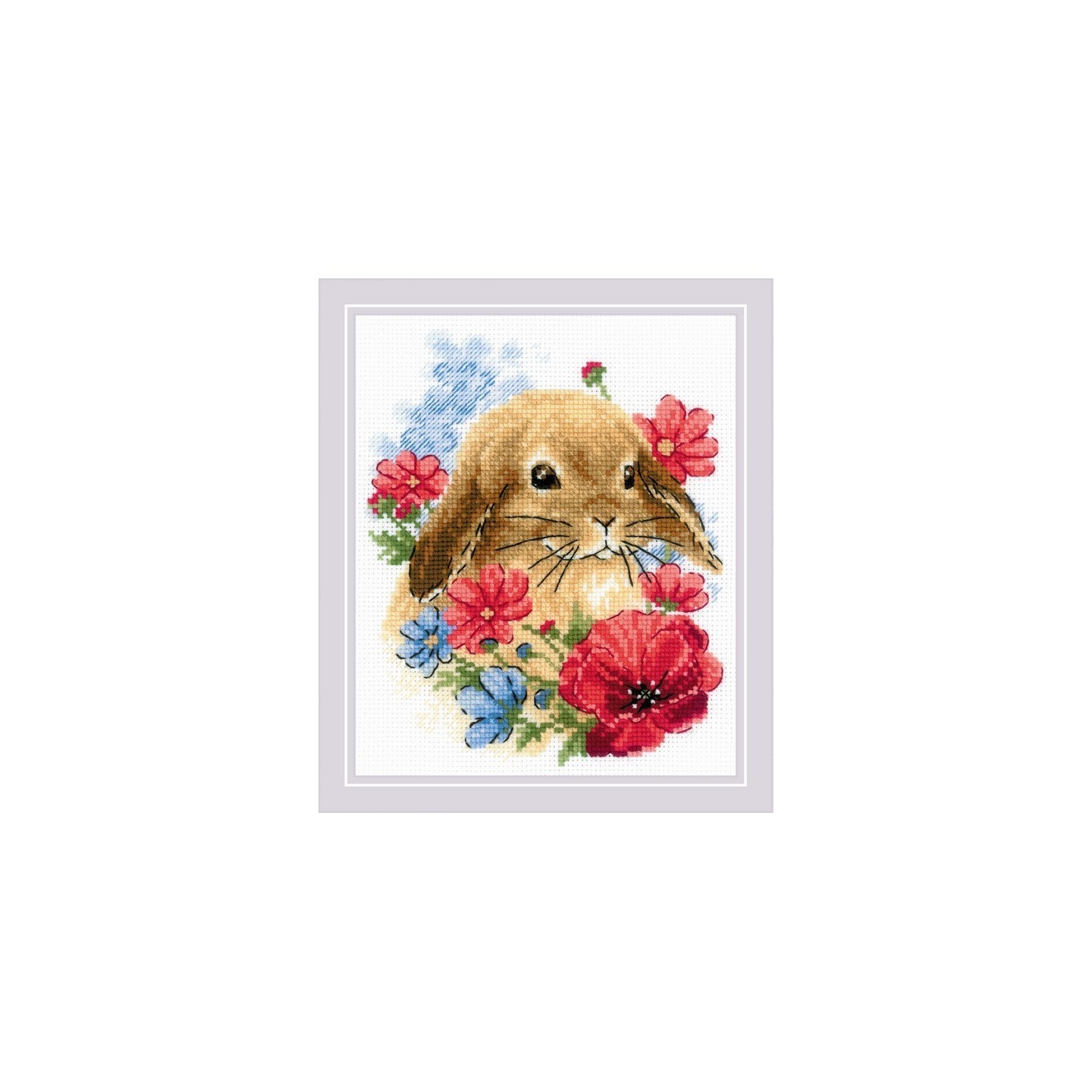 Riolis Stickset Hase in Blumen