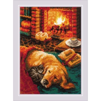 Riolis Embroidery kit By The Fireplace