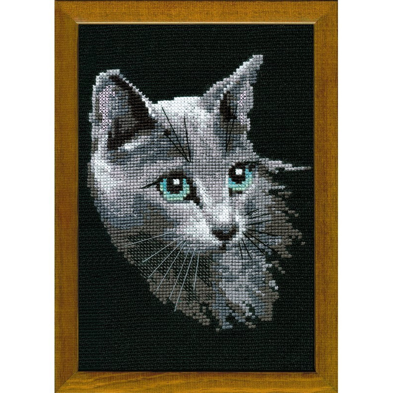 Borduurpakket Blauwe Rus Kat Borduurpakket Blauwe Rus Kat