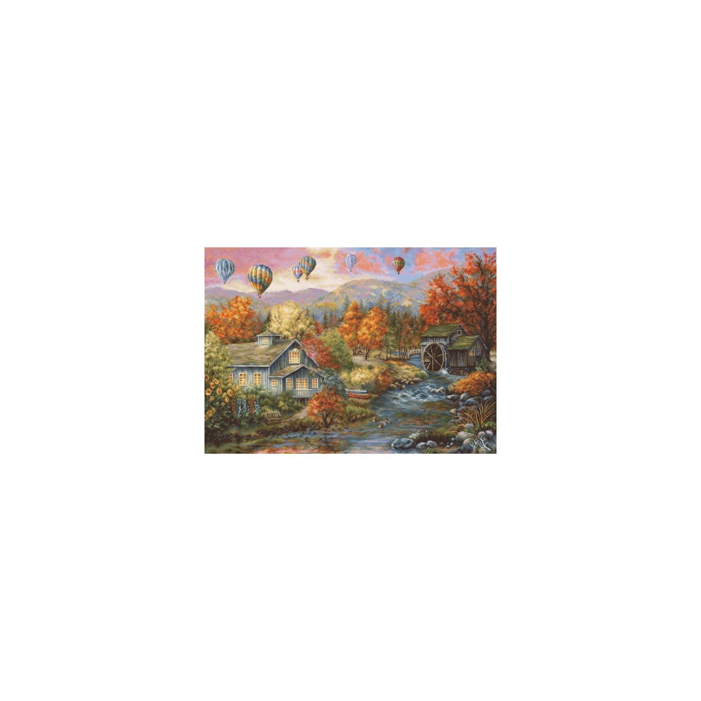 Luca-S Kit de broderie Moulin du ruisseau d'automne