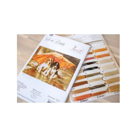 Kit de broderie Couple sous un parapluie