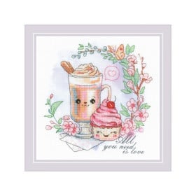 Borduurpakket Liefjes koffie Borduurpakket Liefjes koffie
