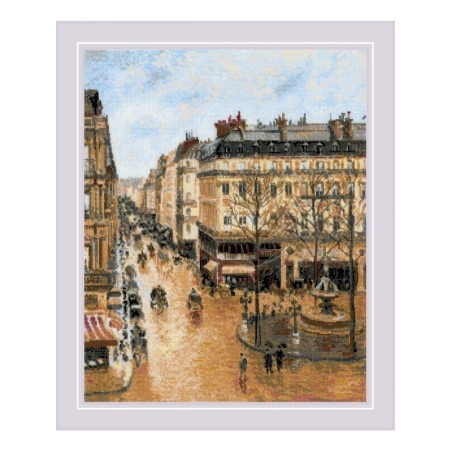 Borduurpakket Saint-Honoré-straat naar het schilderij van C. Pissarro