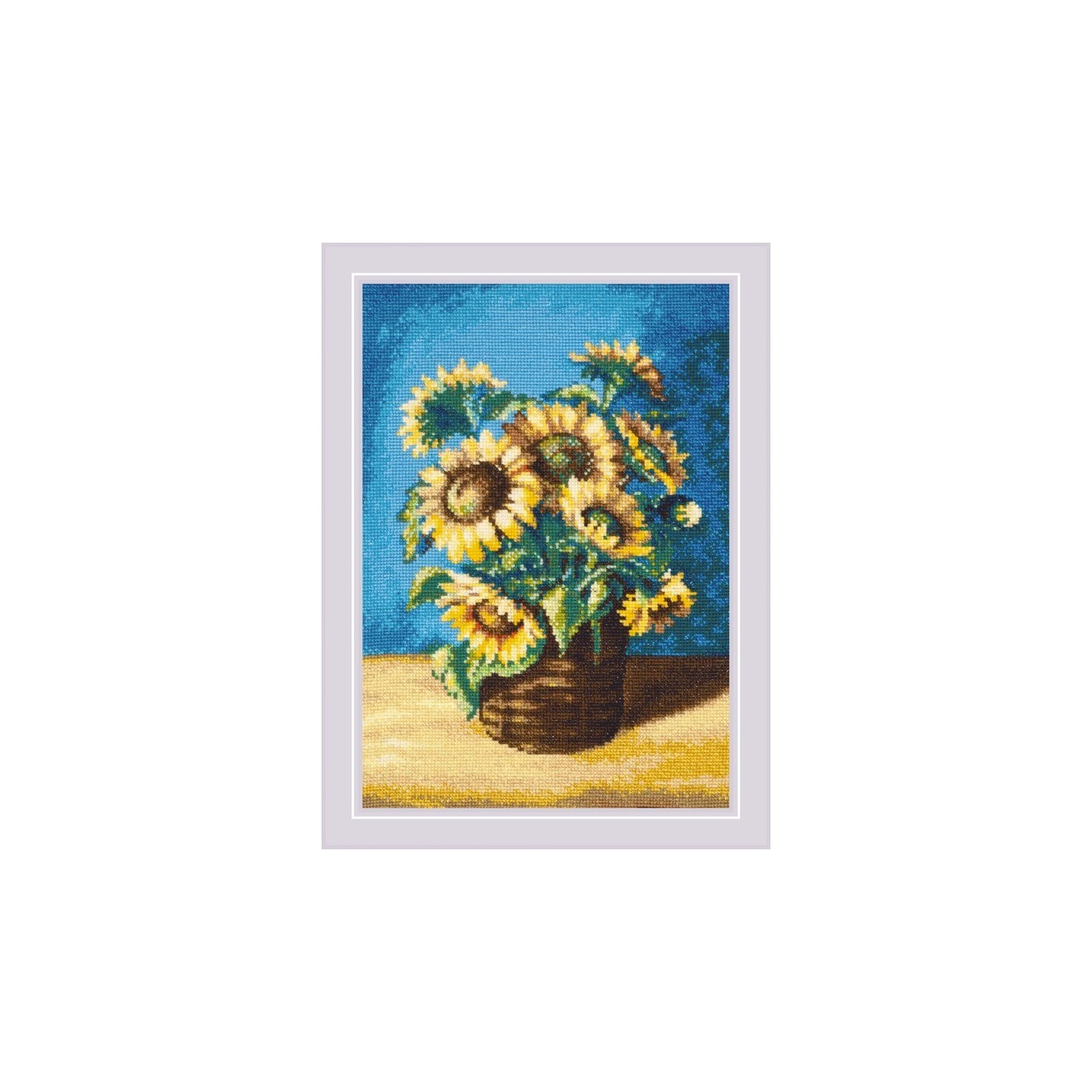 Riolis Borduurpakket Zonnebloemen in een mand naar het