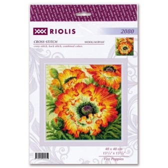 Riolis Stickset Feuermohn