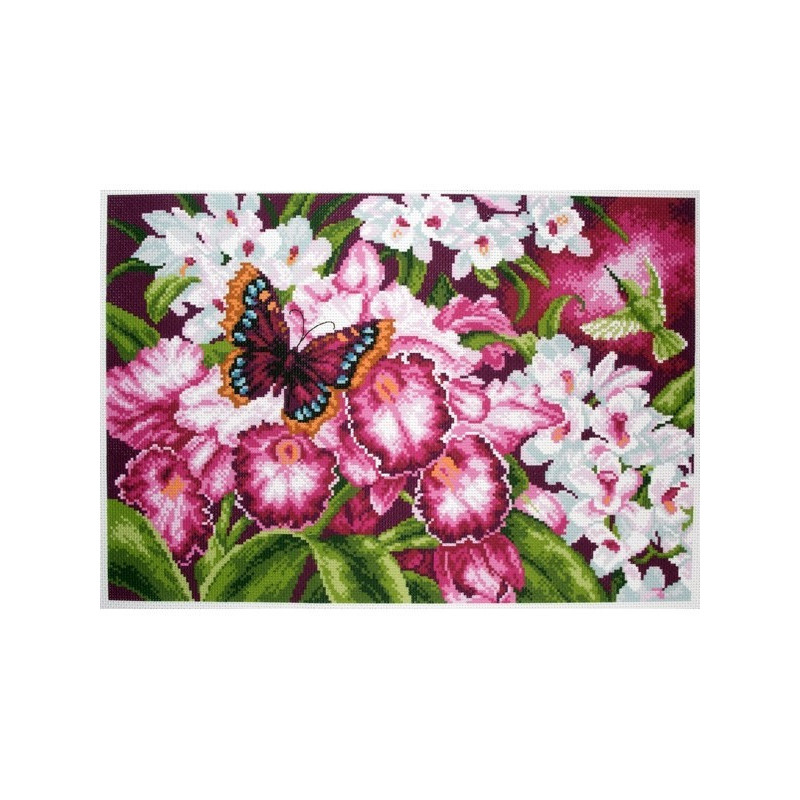 Bedrucktes Aida Orchideen