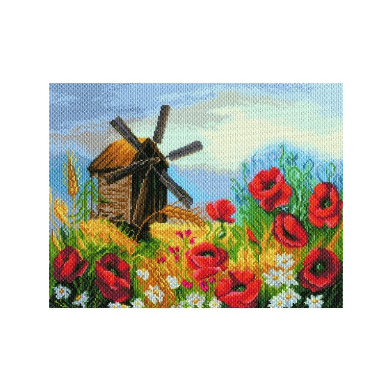Bedrucktes Aida Schwüle Mohnblumen