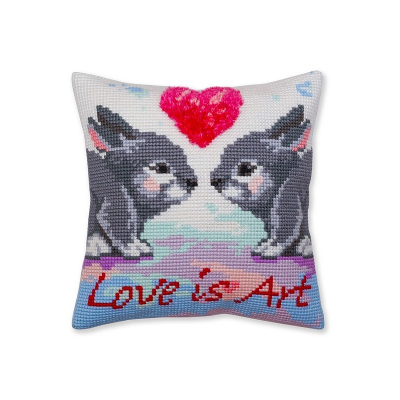 Coussin à broder L'amour c'est de l'art