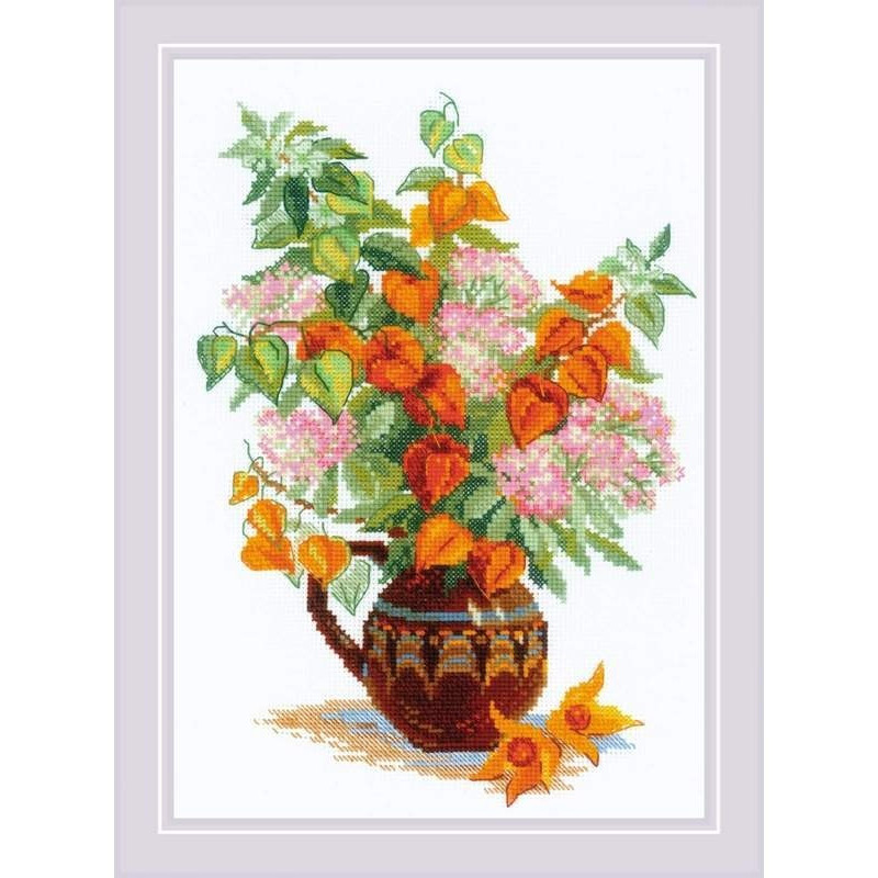 Kit de broderie Bouquet avec Lanterne japonaise Kit de broderie Bouquet avec Lanterne japonaise