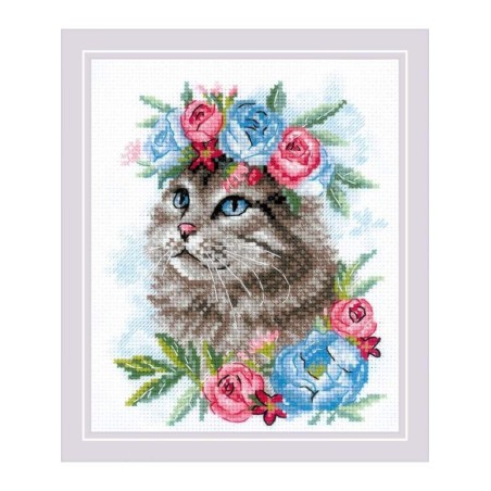 Riolis Stickset Katze in Blumen