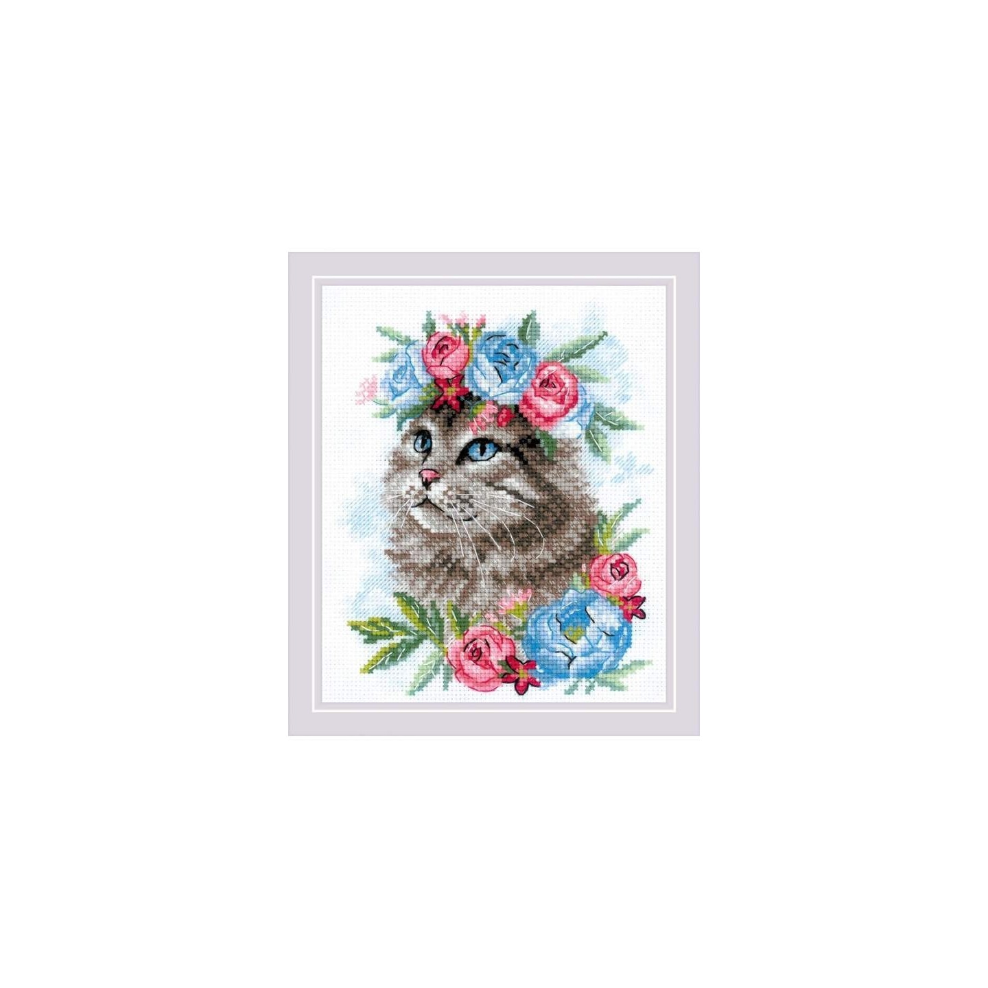 Riolis Kit de broderie Chat en Fleurs