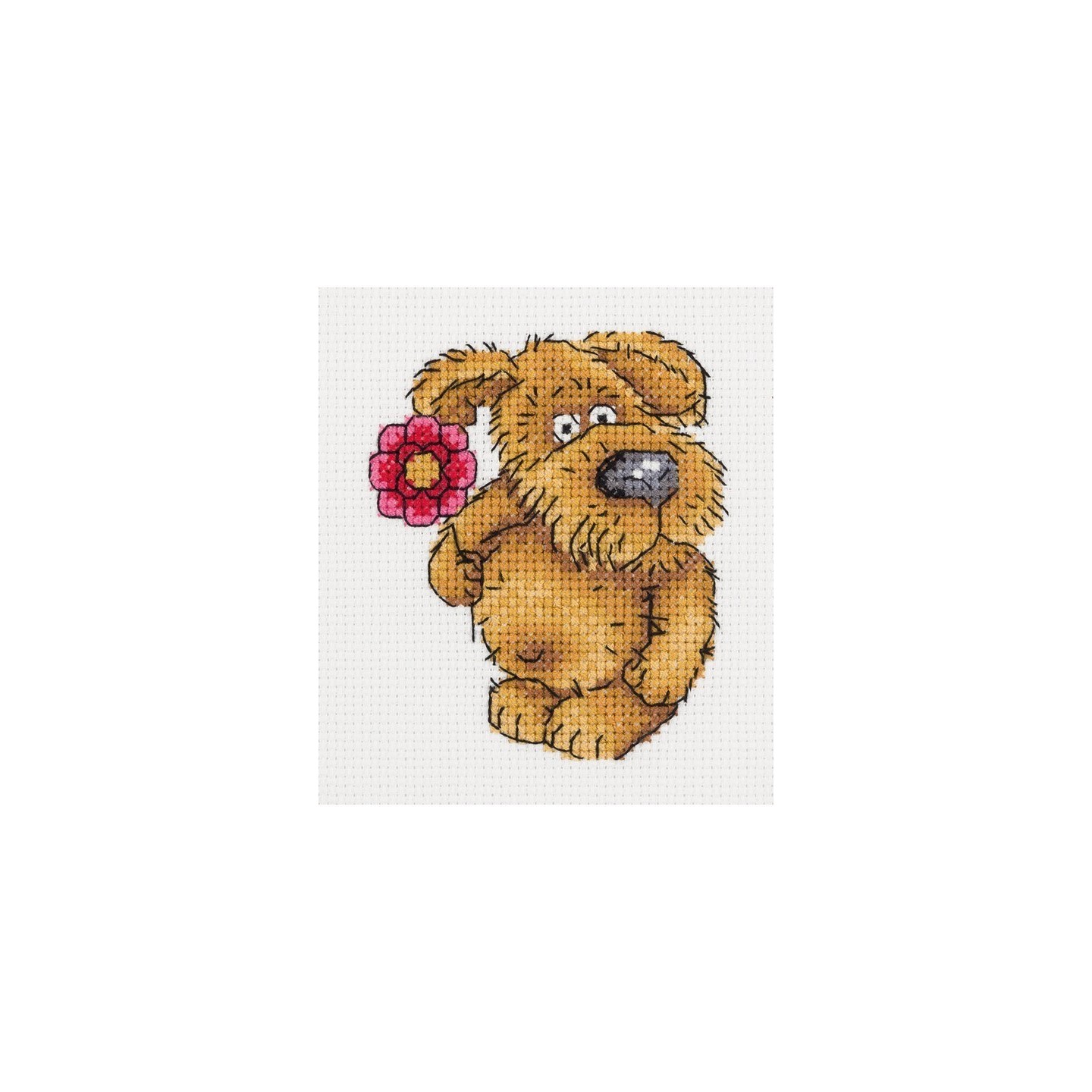 Klart Embroidery kit Doggie with a Flower