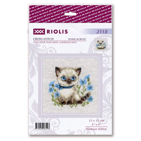 Embroidery kit Siamese Kitten