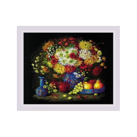 Kit de broderie Nature morte aux chrysanthèmes