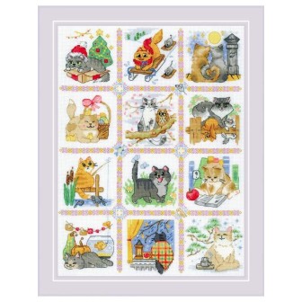 Riolis Stickset Katzenkalender