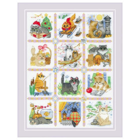 Kit de broderie Calendrier chat Kit de broderie Calendrier chat