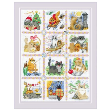 Kit de broderie Calendrier chat