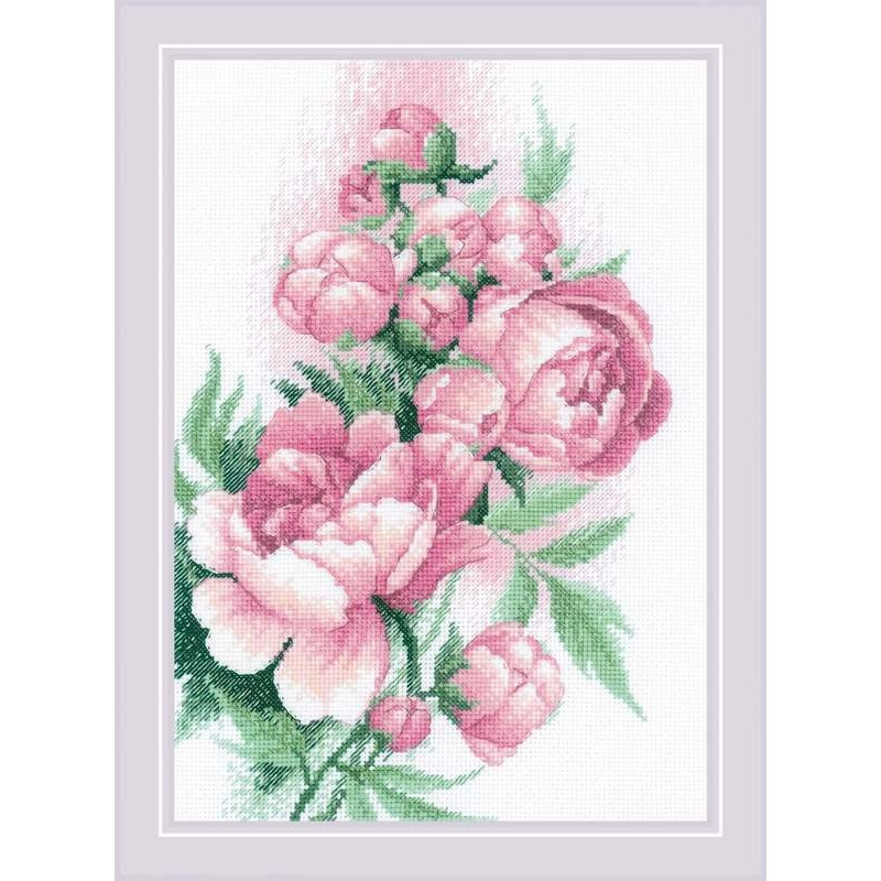 Kit de broderie Pivoines luxuriantes