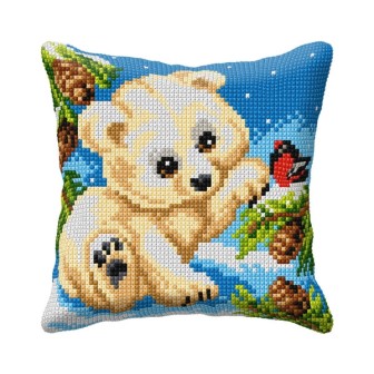 Orchidea Coussin à broder Petit ours