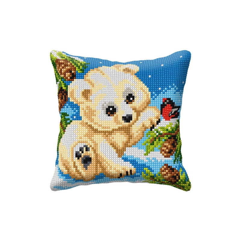Cross stitch cushion kit little bear