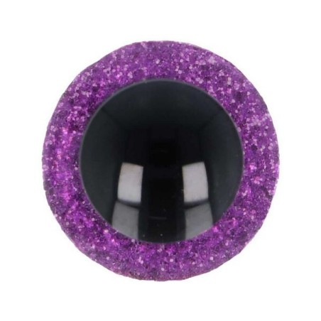 Dierenoog 18 mm paars glitter