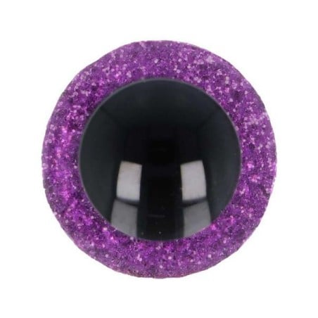 Oeil amigurumi 18 mm mauves paillettes pour les amigurumi et les