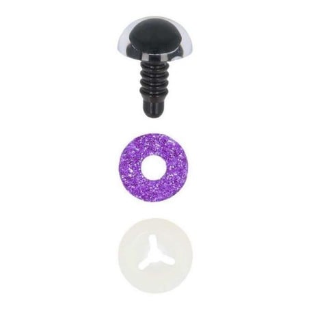 Dierenoog 18 mm paars glitter