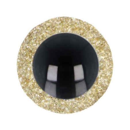 Dierenoog 18 mm goud glitter