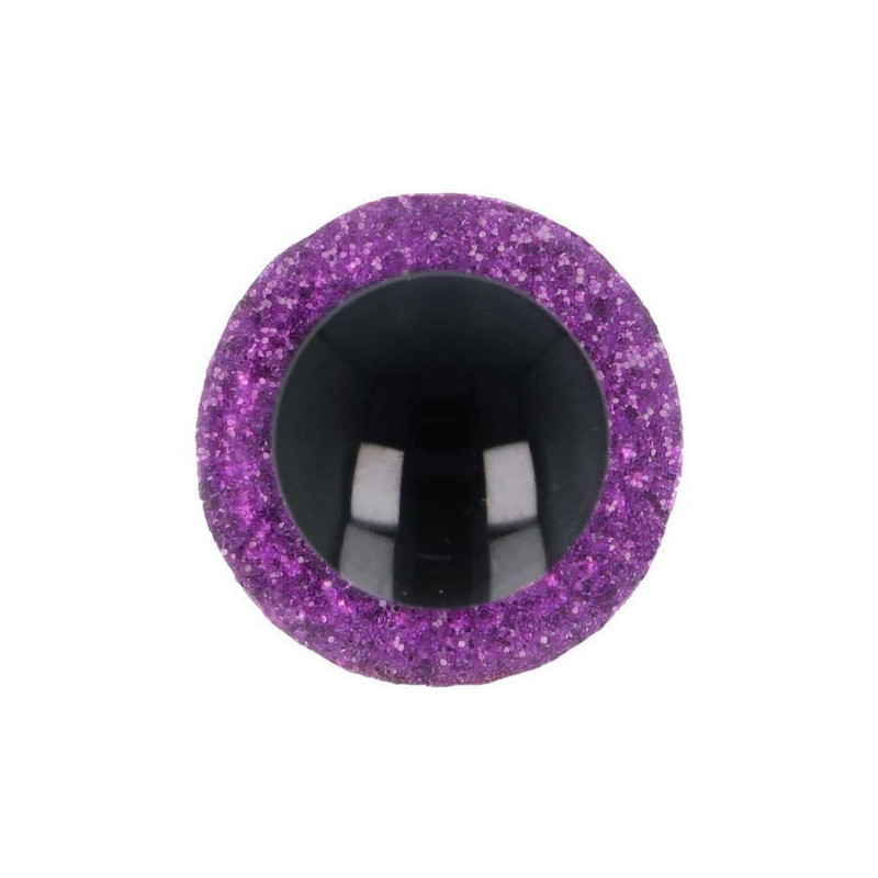 Dierenoog 12 mm paars glitter