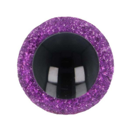 Dierenoog 10 mm paars glitter