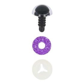 Oeil amigurumi 8 mm mauves paillettes