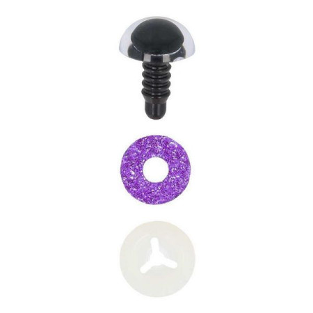 Dierenoog 8 mm paars glitter
