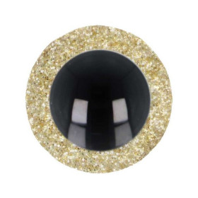 Dierenoog 8 mm goud glitter