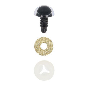 Dierenoog 8 mm goud glitter
