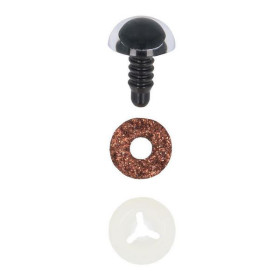Dierenoog 10 mm bruin glitter