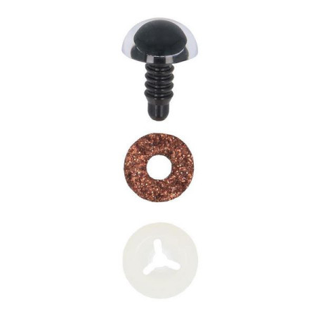 Dierenoog 10 mm bruin glitter