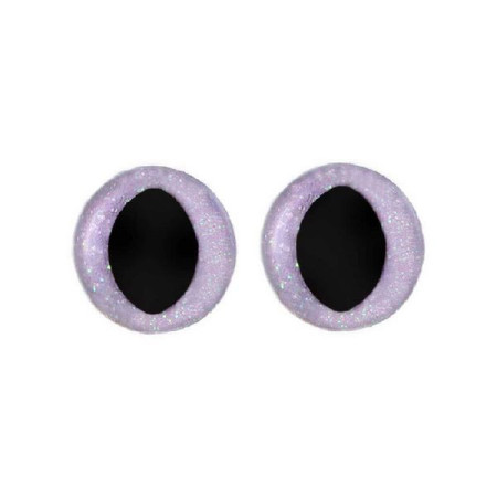 Oeil de chat amigurumi 12 mm mauves paillettes