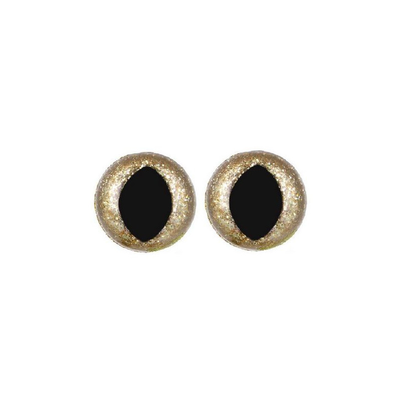 Kattenoog 12 mm licht goud glitter