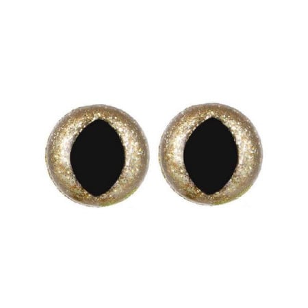 Kattenoog 12 mm licht goud glitter