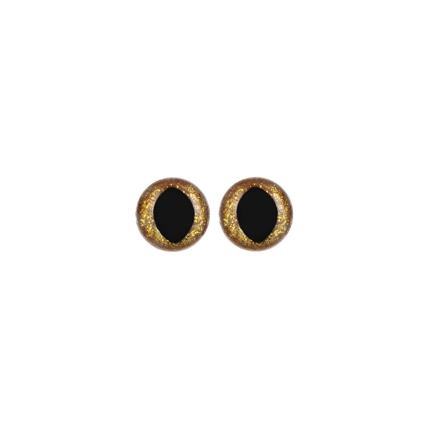Kattenoog 12 mm goud glitter