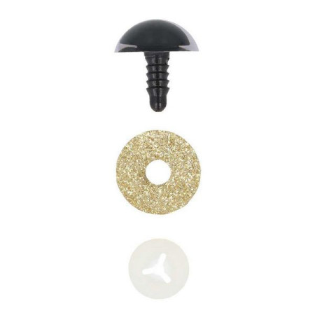 Kattenoog 12 mm goud glitter