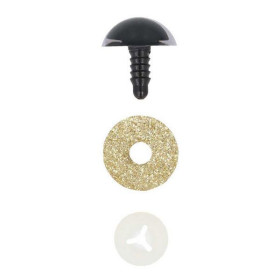 Kattenoog 15 mm goud glitter