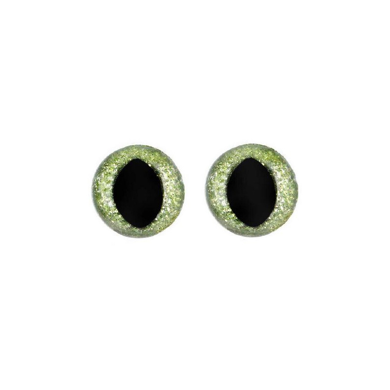 Cat eye 15 mm green glitter