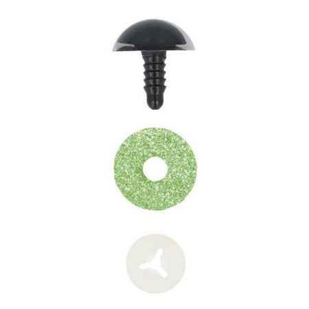 Kattenoog 15 mm groen glitter